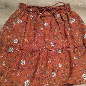 Orange Floral Ruffled Skirt